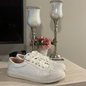 White blinged out sneakers